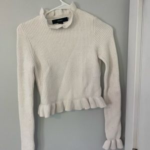 Forever21 Ruffled White Sweater